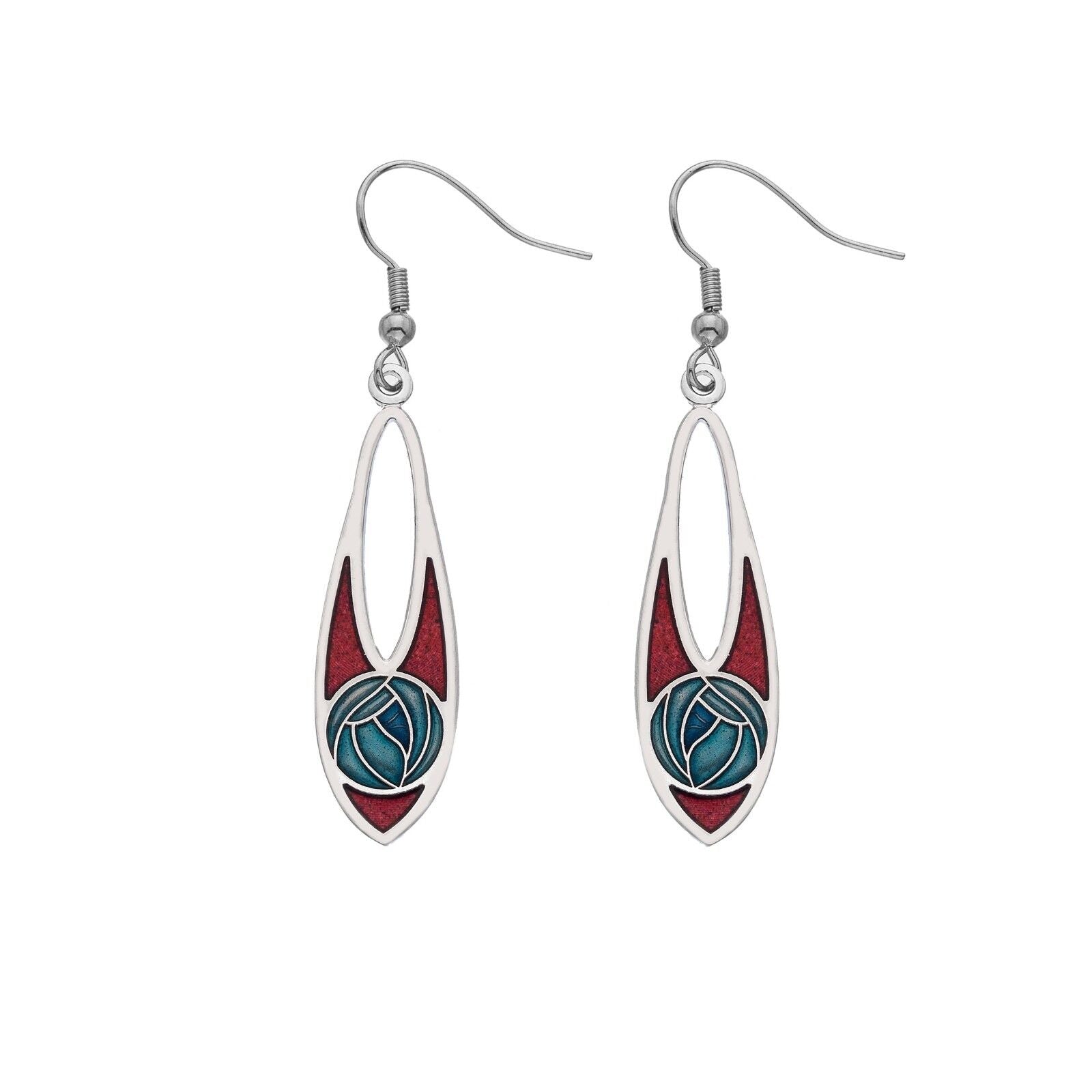 Mackintosh Teardrop Earrings With Rose Silver Plated Branded Packaging