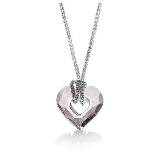 Swarovski Heart Necklace Solid Sterling Silver 17" Length Luxurious Packaging