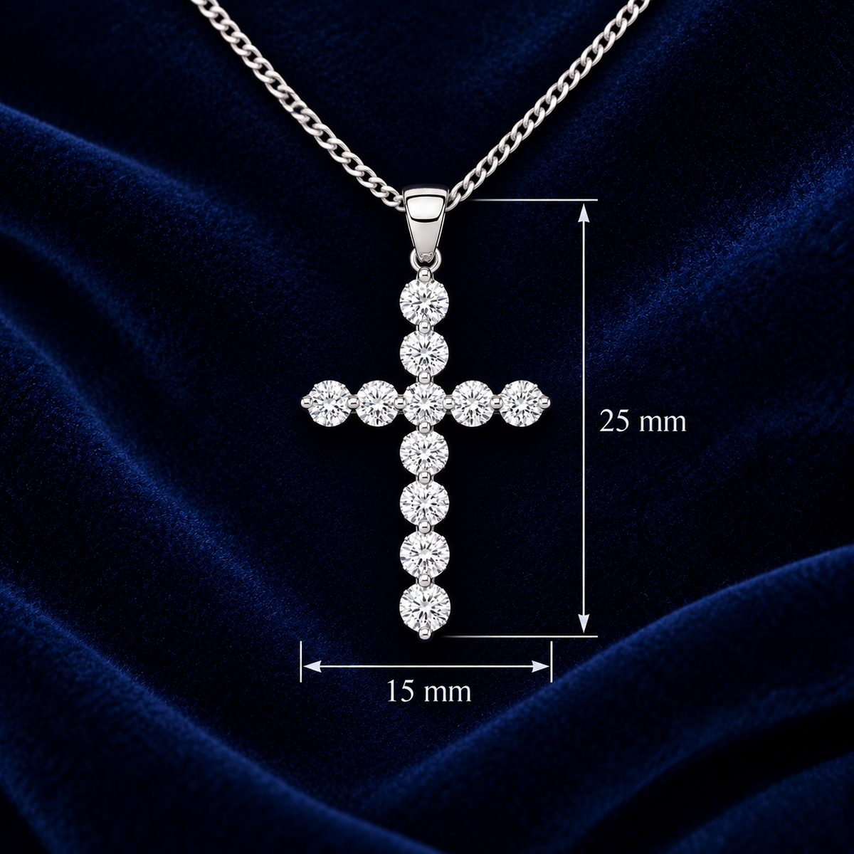 Genuine Diamond Cross Pendant 18ct White Gold 18" 45cm 0.70ctw Premium Diamonds