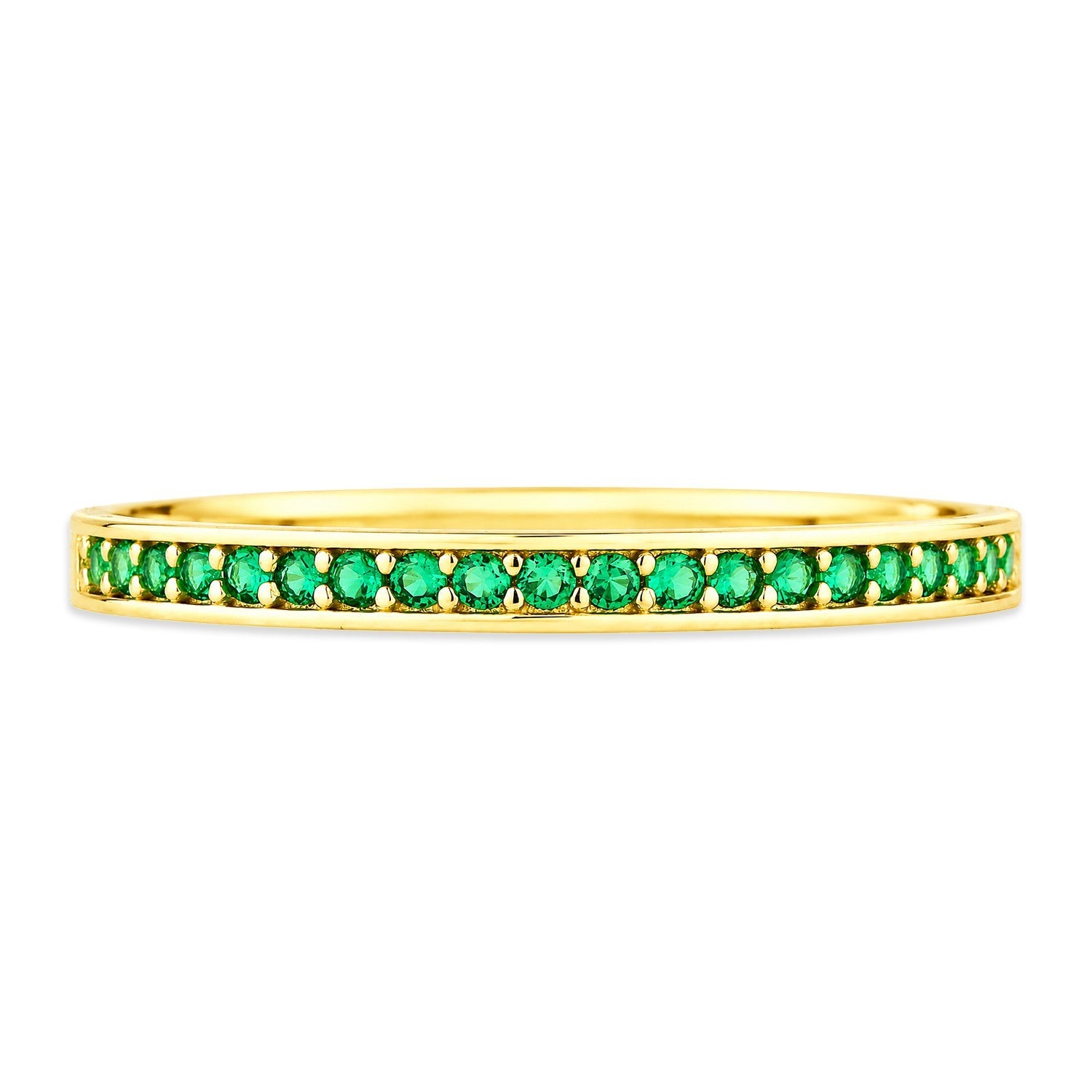 9k Yellow Gold Emerald Half Eternity Stackable Ring Hallmarked Sizes KLMNOPQRS