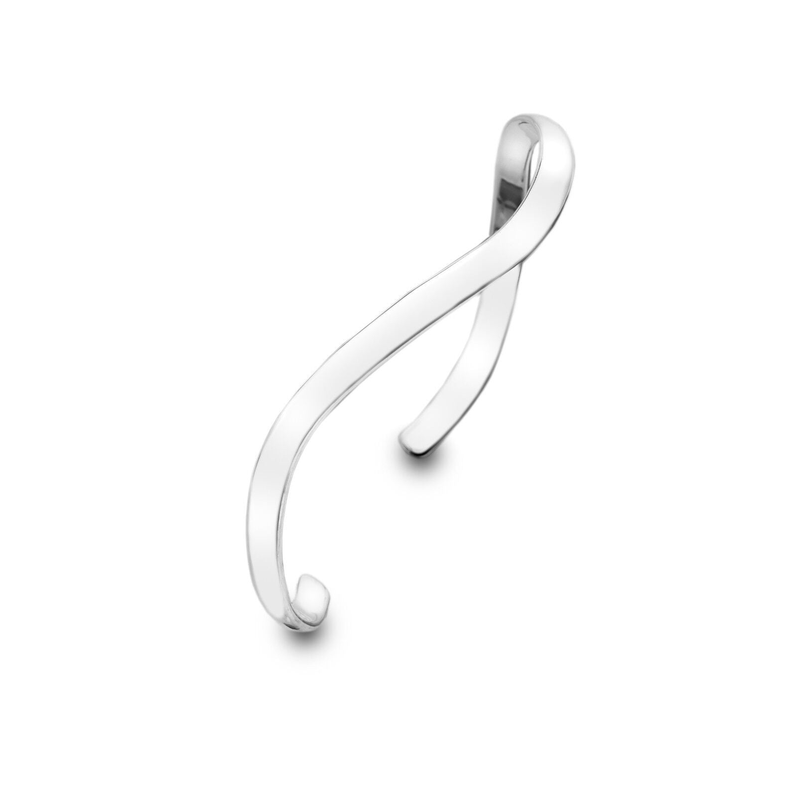 Solid Silver Torque Bangle Sea Ripple Cuff Bracelet Hallmarked Boxed