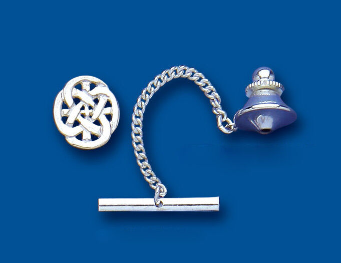 Men's Sterling Silver Oval Celtic Tie Tack - British Made - Hallmarked