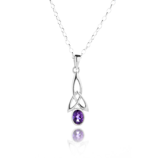 Amethyst Celtic Knot Sterling Silver 925 Hallmark All Chain Lengths