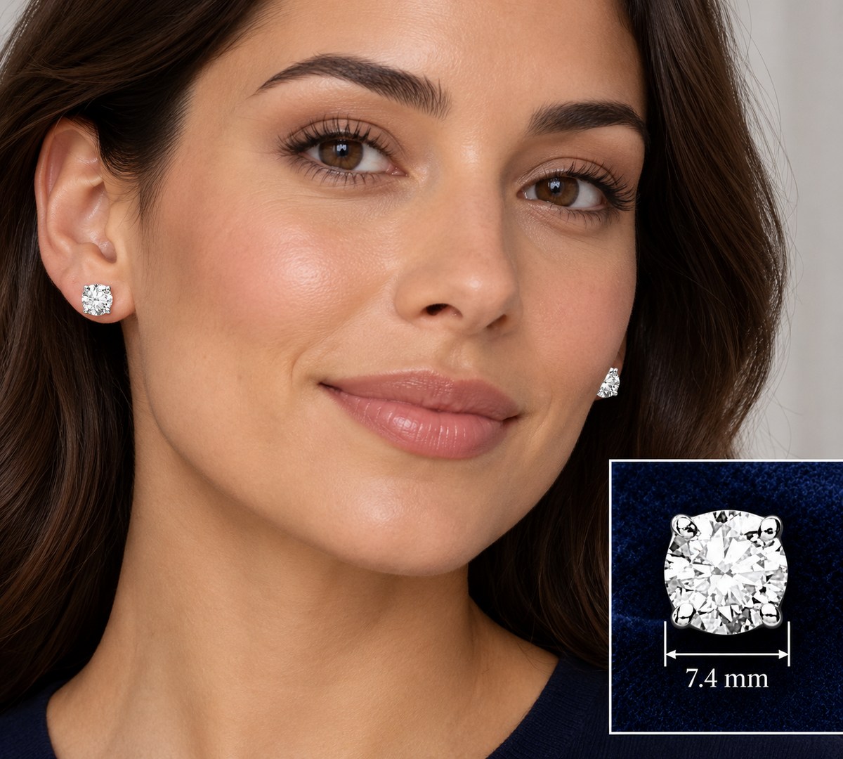 Real Diamond Solitaire Earrings 18ct White Gold Studs 1.40ctw Mined Diamonds