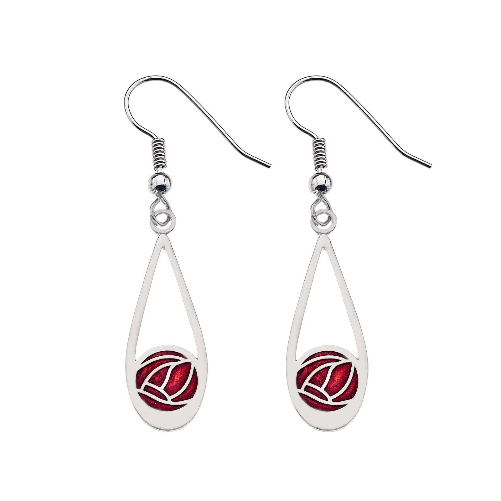 Mackintosh Rose Teardrop Earrings Silver Plated Branded Packaging