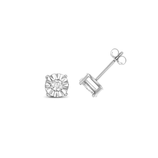 Diamond Solitaire Earrings 9ct White Gold Illusion Set 0.30ctw