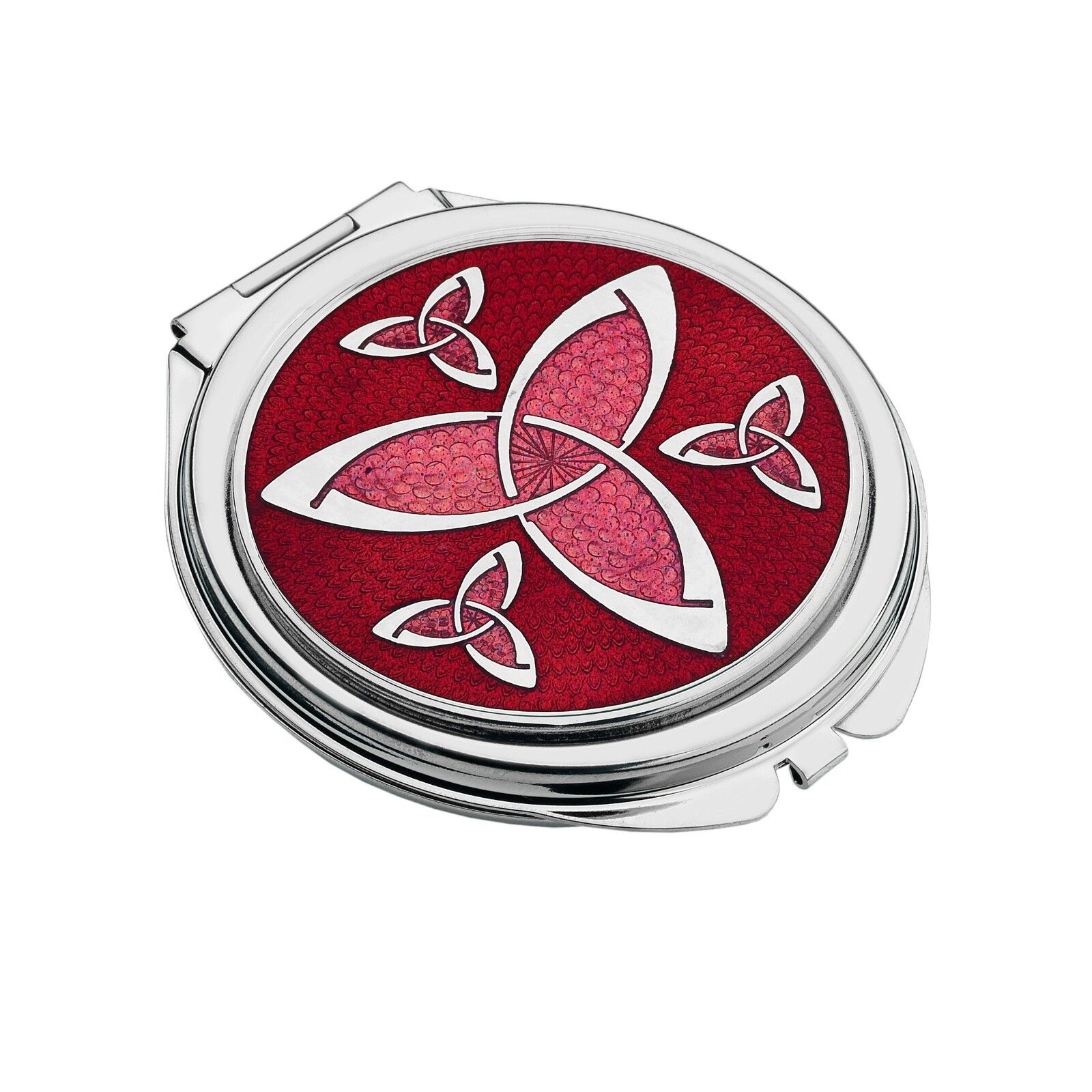 Compact Mirror Silver Plated Trinity Knot Handbag Magnifying Travel Cosmetic