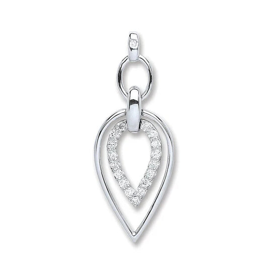 9ct White Gold 0.25ct Diamond Teardrop Pendant Made in London