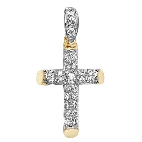 Sparkling 9ct Yellow Gold Cross Pendant Medium 26x17mm Christianity Christening