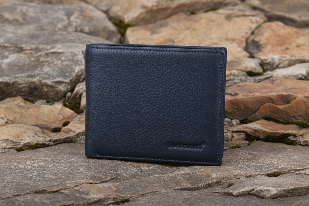 Fred Bennett Blue Leather Wallet Free Laser Engraving W010