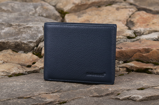 Fred Bennett Blue Leather Wallet Free Laser Engraving W010