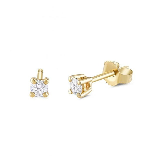9ct Yellow Gold 0.20ct Claw Set Diamond Stud Earrings Made in London Hallmarked