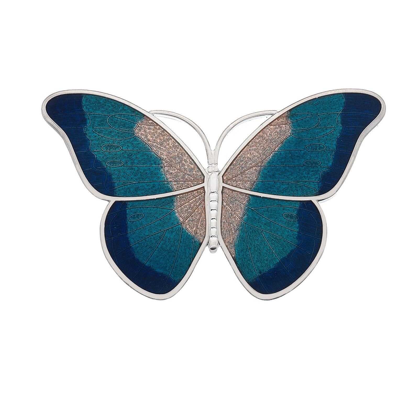 Large Turquoise Butterfly Brooch Silver Plated Brand New Gift Packaging