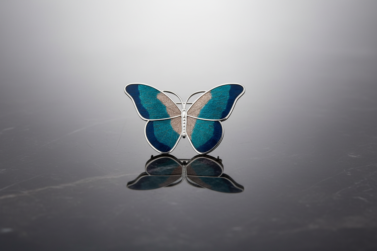 Large Turquoise Butterfly Brooch Silver Plated Brand New Gift Packaging