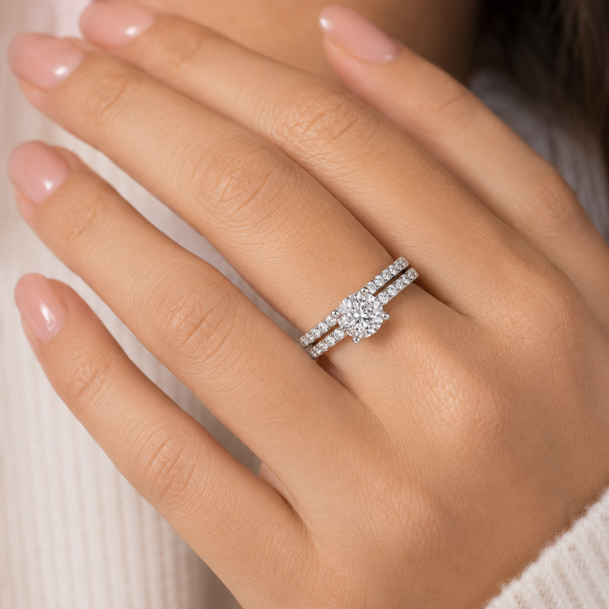 Solitaire Bridal Set Rings Wedding Engagement Sterling Silver 925 Size K - U
