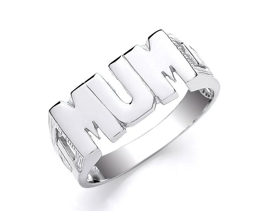 Stylish 925 sterling silver mum ring with a bold and modern design for celebrating motherhood