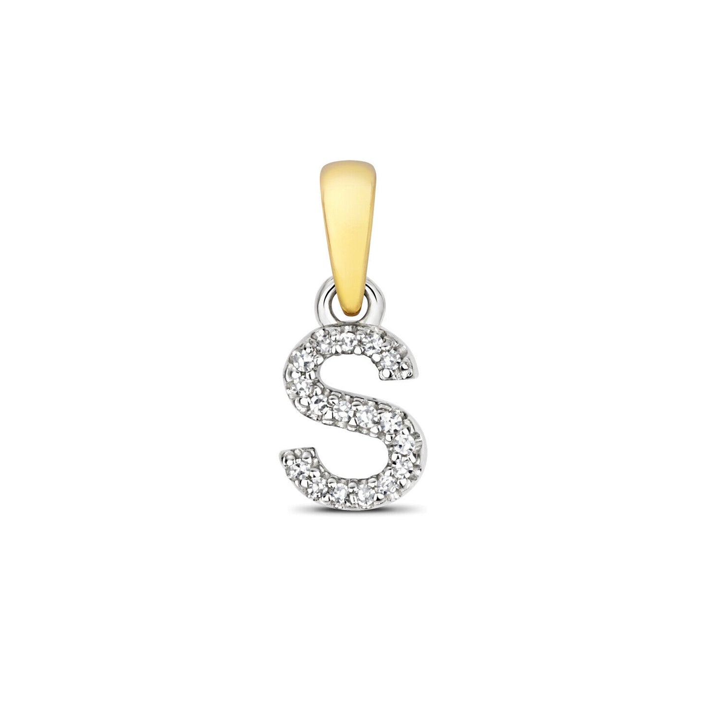 J R Jewellery 9ct gold diamond initial pendant featuring a sparkling letter S design
