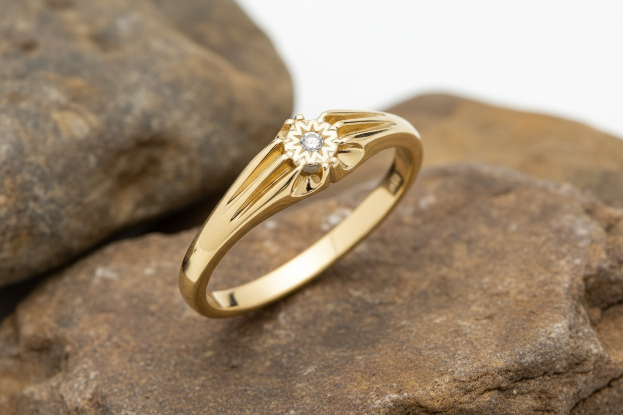 9ct Gold Men's Diamond Ring Classic Design