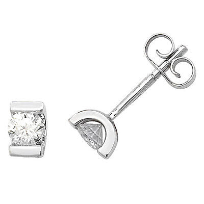 J R Jewellery 9ct white gold diamond earrings with round cut diamonds and secure butterfly backs