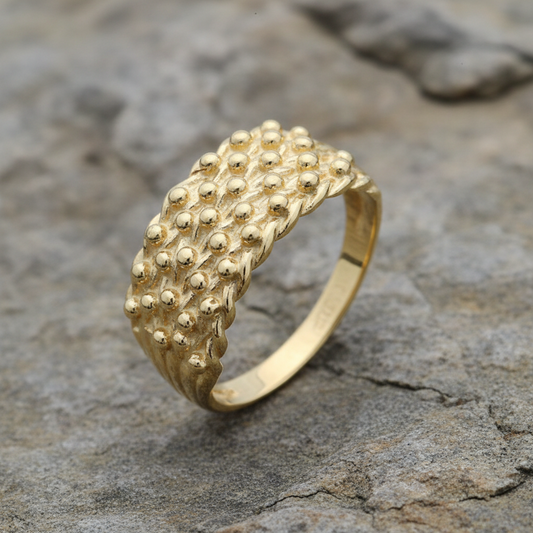 9ct Yellow Gold 5 Row Keeper Ring Fully Hallmarked