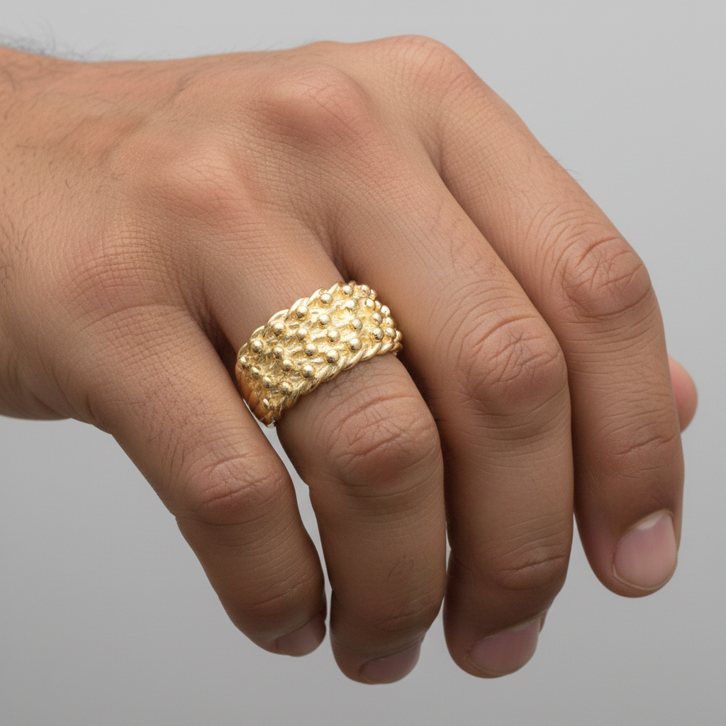 9ct Yellow Gold 5 Row Keeper Ring Fully Hallmarked