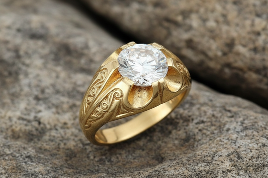 9ct Yellow Gold Men's Solitaire Ring