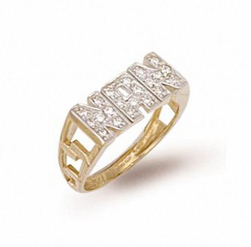 9ct yellow gold NAN ring adorned with sparkling gemstones for a personalised touch