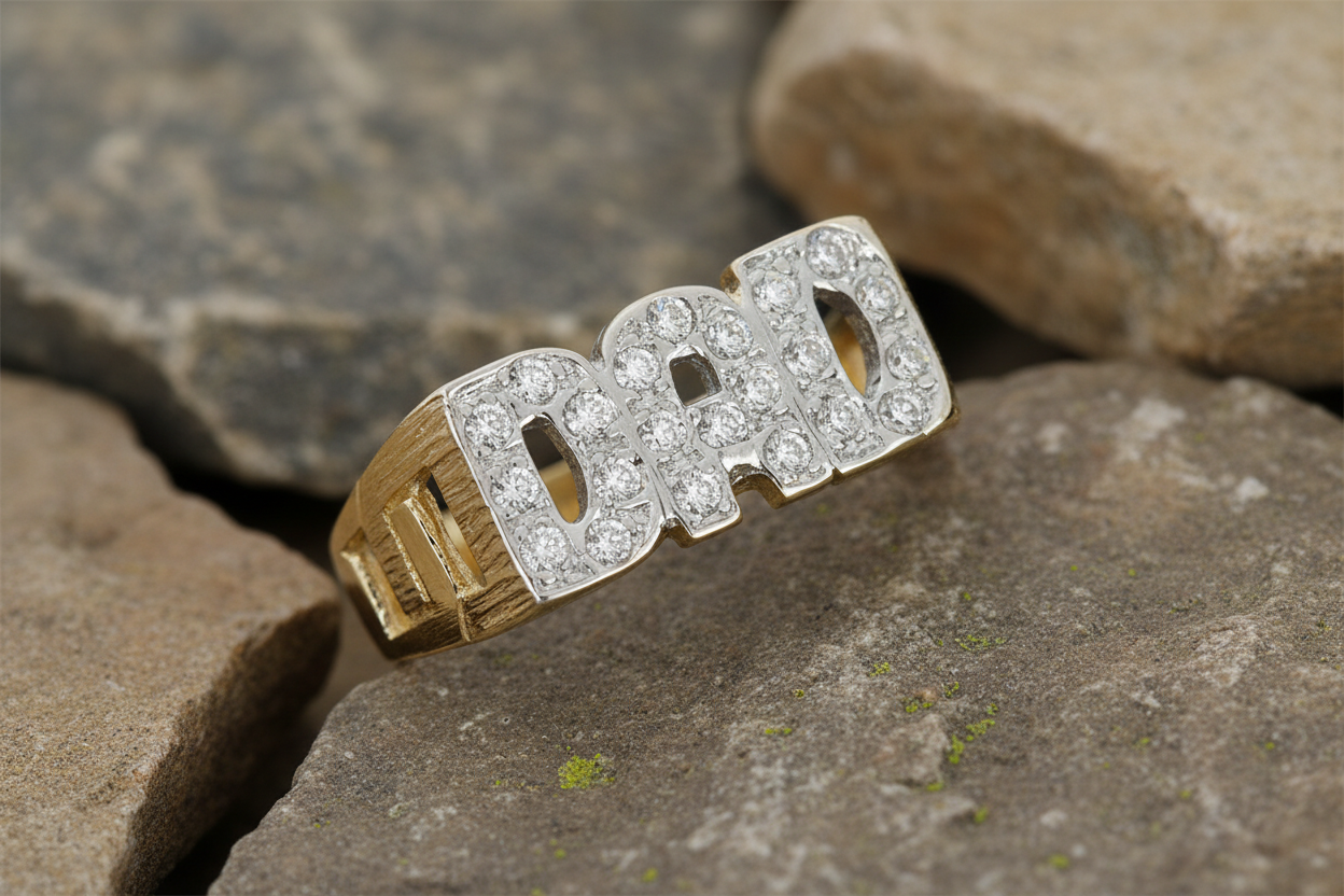 9ct Yellow Gold DAD Ring Curb Sides Fully Hallmarked