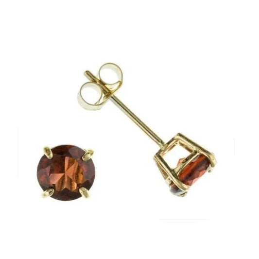 9ct Gold Garnet Earrings Yellow Gold 5mm Solitaire January Birthstone Hallmark