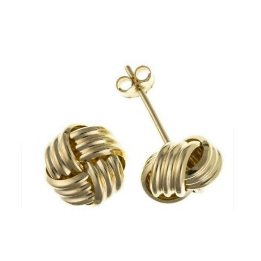 Yellow Gold Knot Stud Earrings Solid 9 Carat Studs 6mm British Made