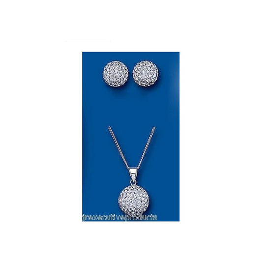 Solid Silver Pendant and Earrings Set Austrian Crystal