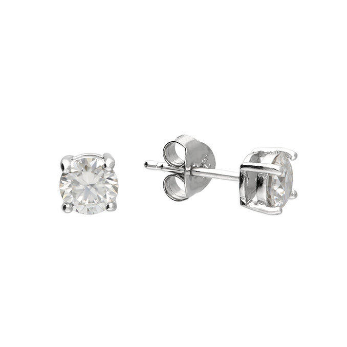 Moissanite Solitaire Stud Earrings 4.5mm Sterling Silver 925 Hallmark