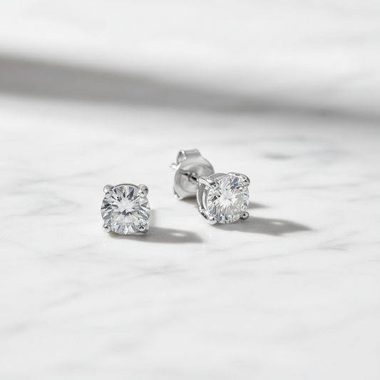 Moissanite Solitaire Stud Earrings 4.5mm Sterling Silver 925 Hallmark