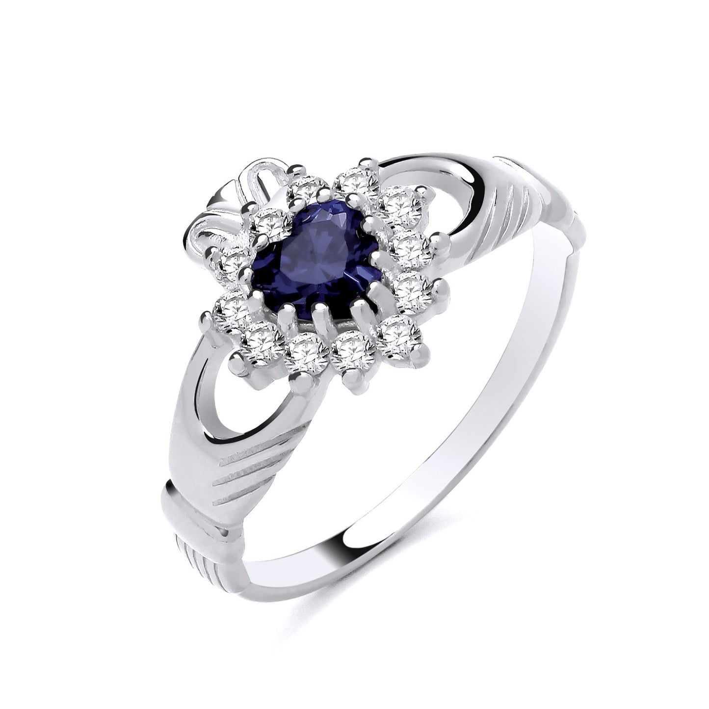 Sapphire Claddagh Ring Solid Sterling Silver 925 Hallmark