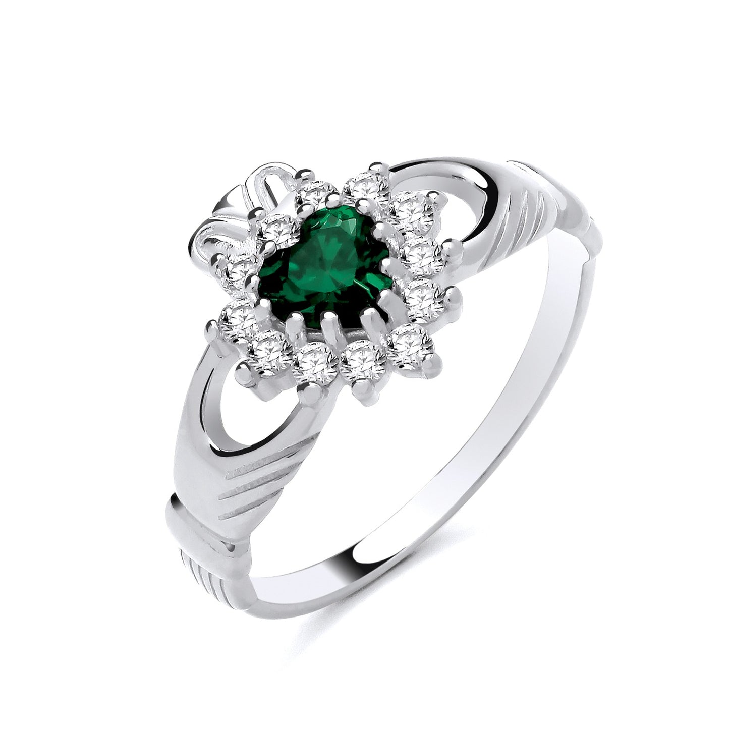 Emerald Claddagh Ring Solid Sterling Silver 925 Hallmark