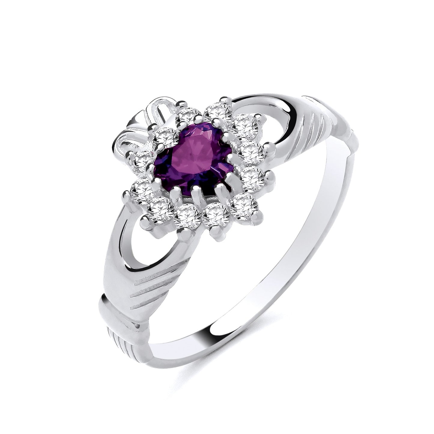 Amethyst Claddagh Ring Solid Sterling Silver 925 Hallmark