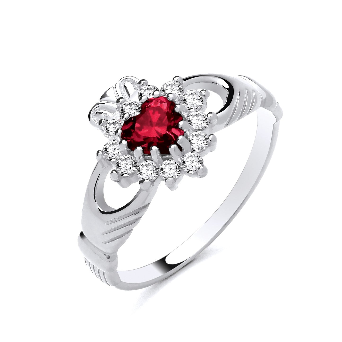 Ruby Claddagh Ring Solid Sterling Silver 925 Hallmark