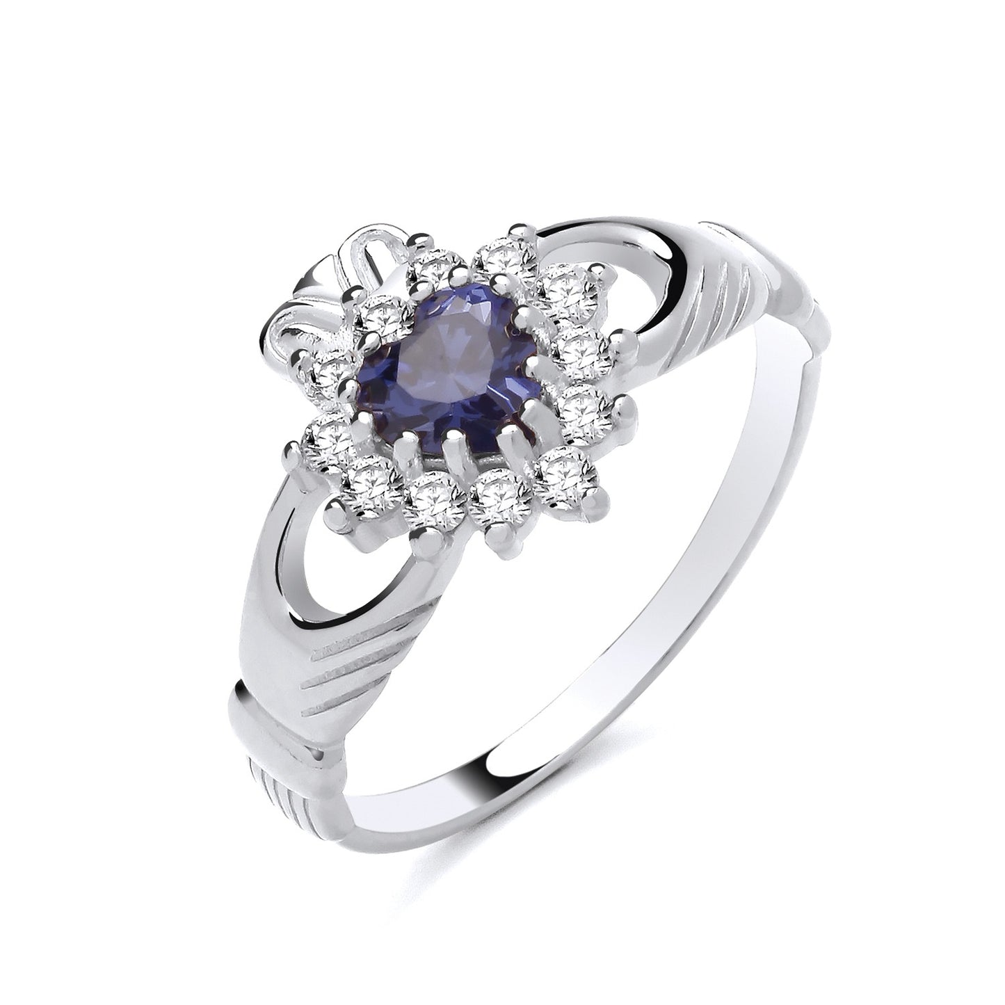 Tanzanite Claddagh Ring Solid Sterling Silver 925 Hallmark