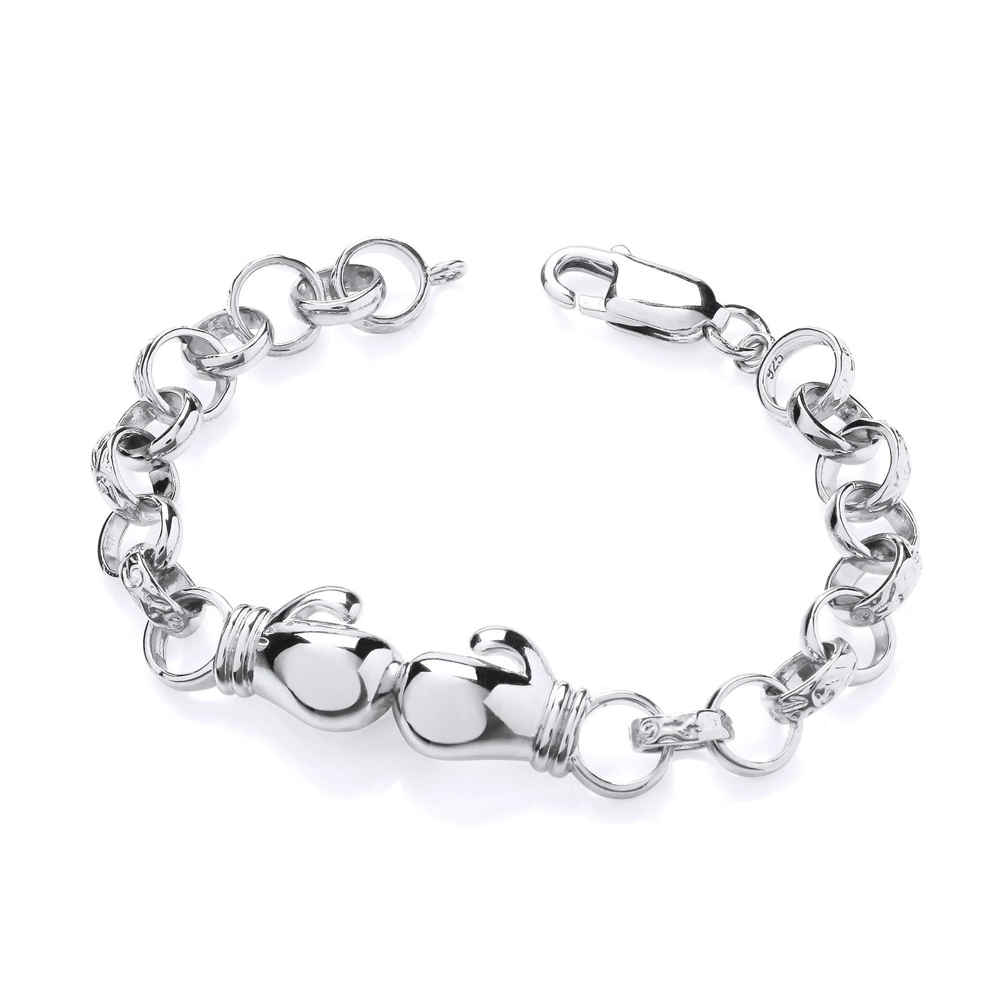 Childs Boxing Glove Bracelet Sterling Silver Full British Hallmark 6" Length