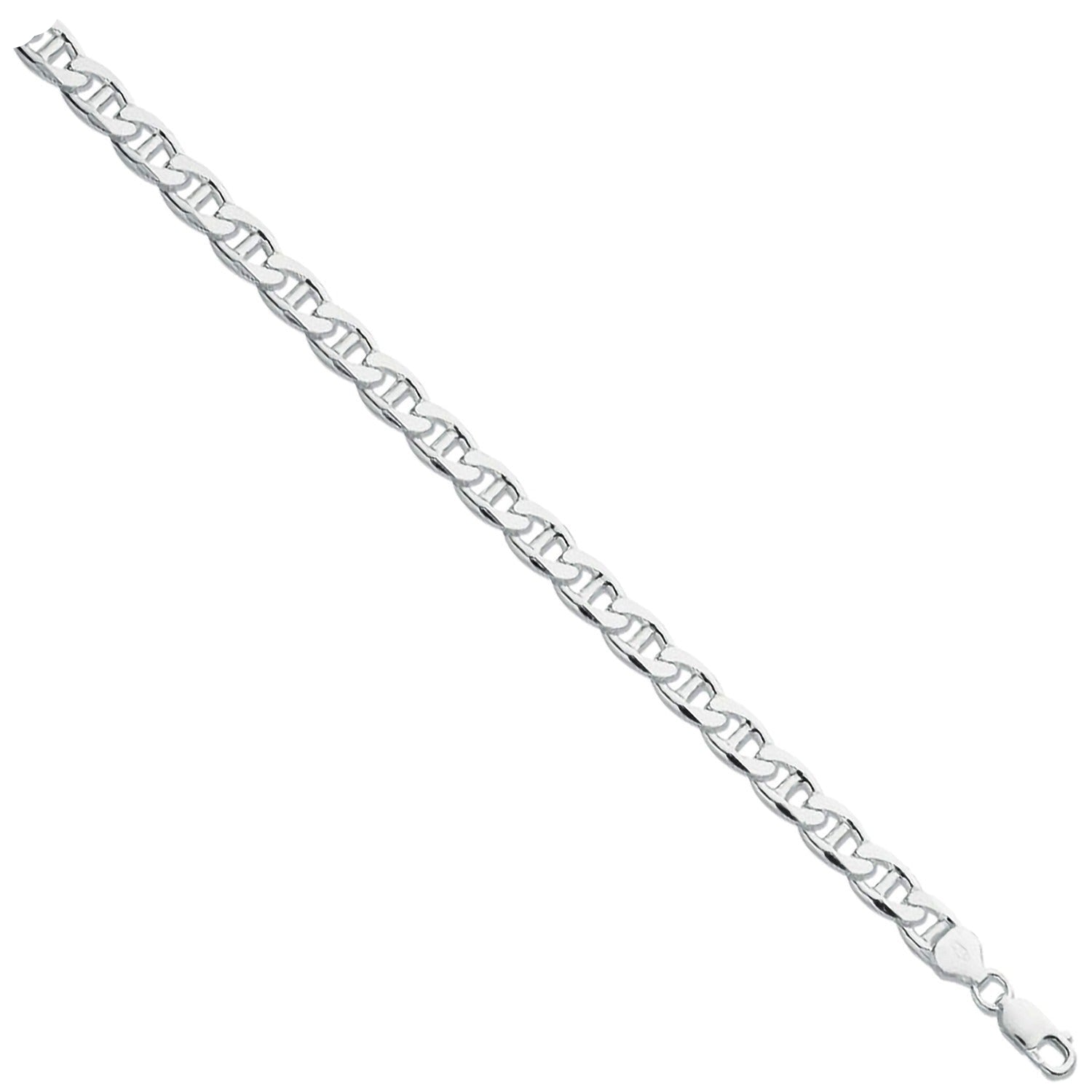 Silver chain bracelet on a white background
