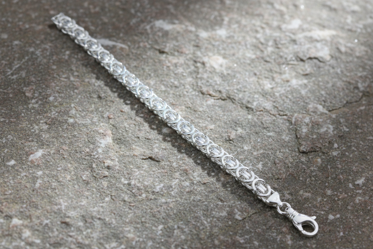 Sterling Silver Byzantine Bracelet Gents Mens Solid Very Heavy British Hallmark