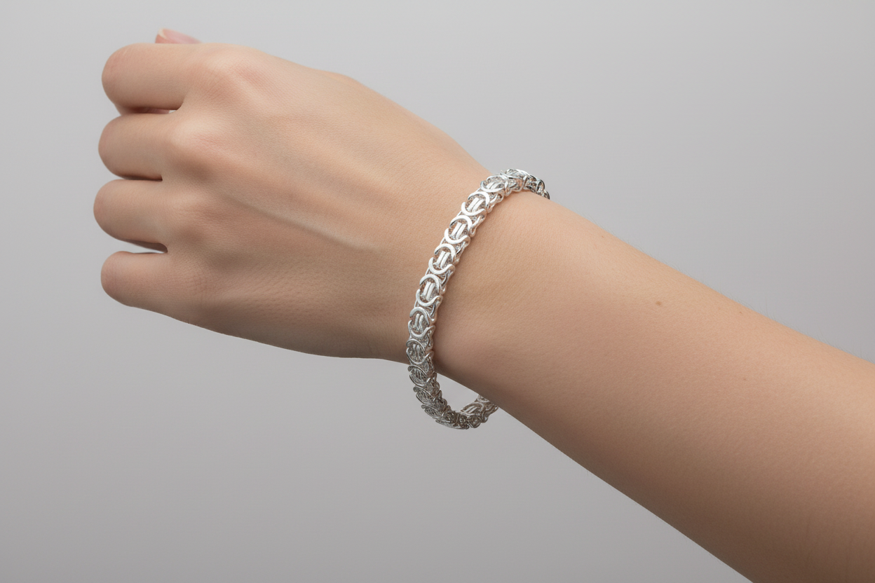 Sterling Silver Byzantine Bracelet Gents Mens Solid Very Heavy British Hallmark