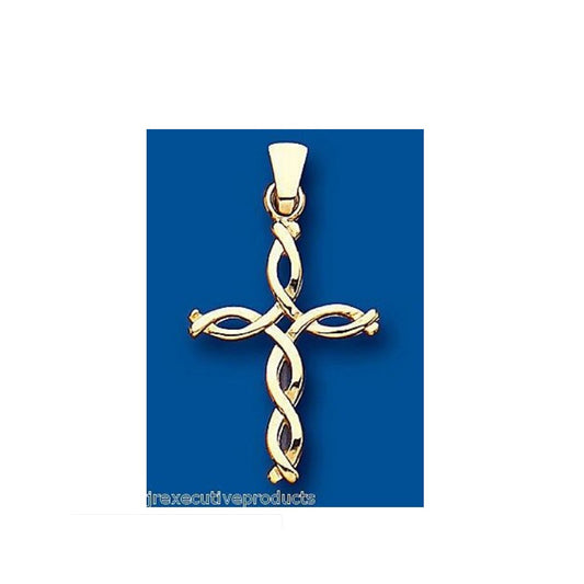 Celtic Twist Cross Pendant Yellow Gold Hallmarked British Made