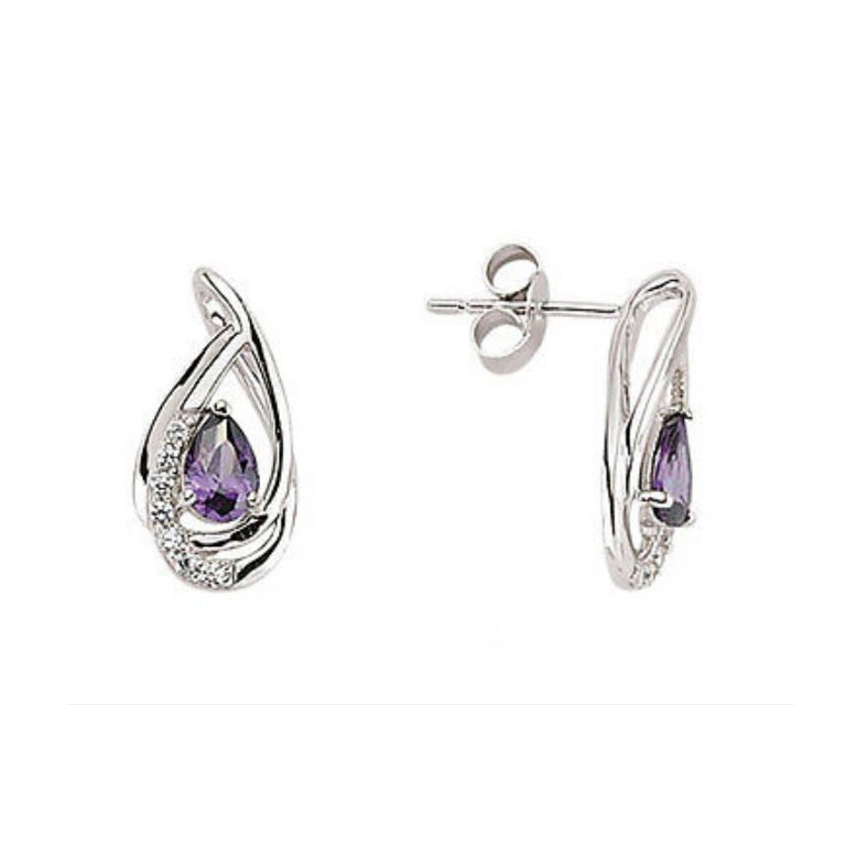 Amethyst Earrings Silver Stud Sterling Silver Studs Platinum Plated