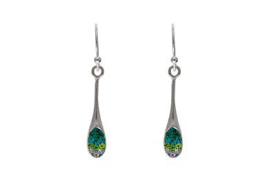 J R Jewellery sterling silver hooks with green crystal drop earrings teardrop design for elegant evening wear