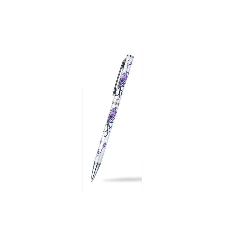 Ballpoint Pen Silver Plated Bird of Paradise Design Black Ink Brand New Boxed