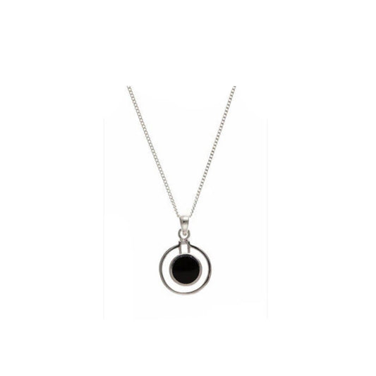 Real Onyx Silver Pendant Natural Stone Necklace 18" Chain 925 Hallmark
