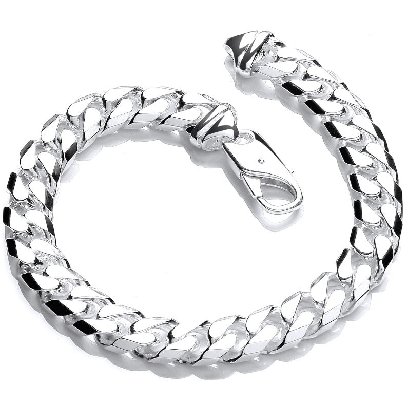 Sterling Silver Heavy Curb Bracelet Gents Mens Hallmarked British Made