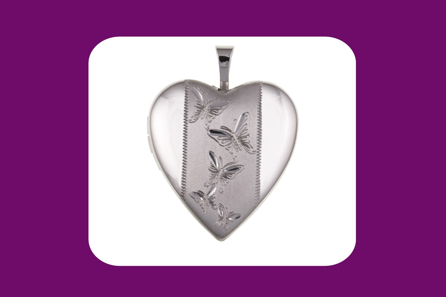 Silver Butterfly Design Heart Locket with Beautiful Butterfly Engravings