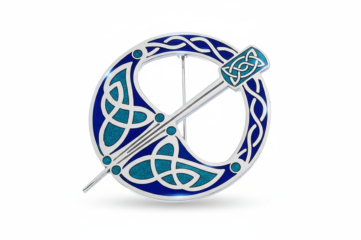 Blue Tara Celtic Brooch Silver Plated Brand New Gift Packaging